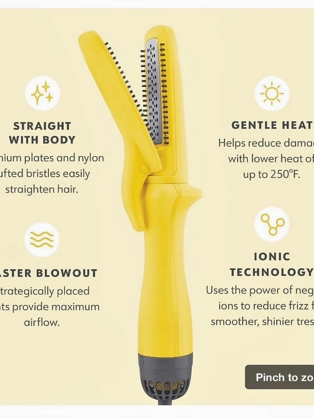 drybar Double Shot Blow-Dryer Brush Ionic Blow-Dryer Brush in Yellow NWT
